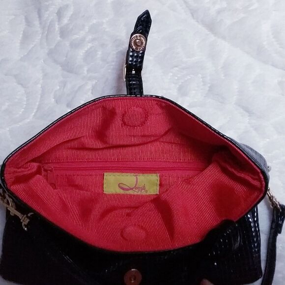 Jazzd Convertible Foldover Purse Clutch Wristlet Black Textured Vegan Leather - Picture 4 of 5